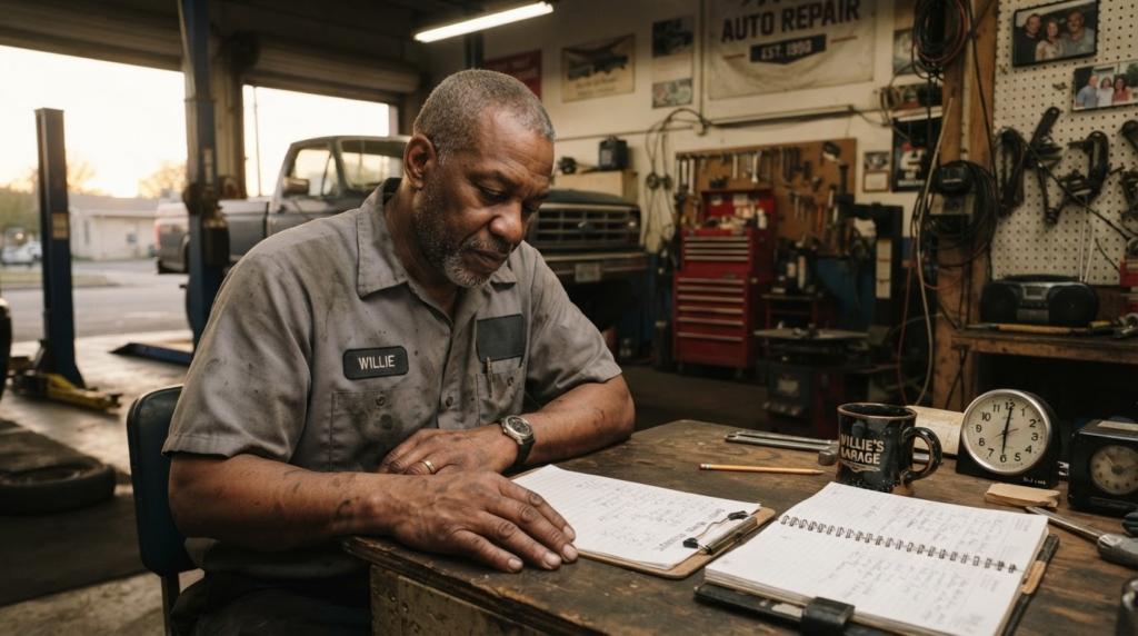 Small business owner reflecting on the business they are building