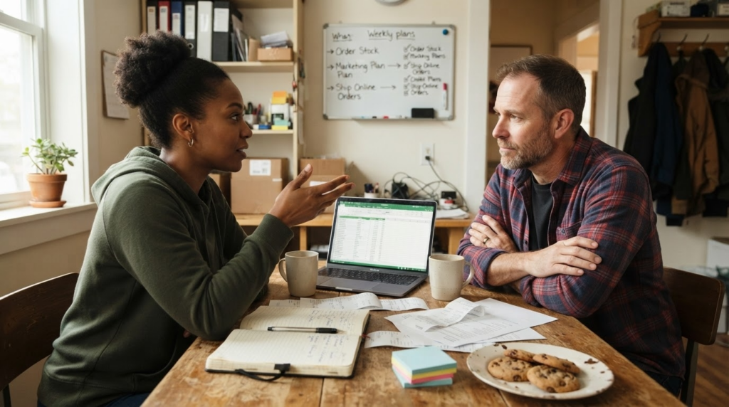 Business owner and advisor having a thoughtful conversation about the business